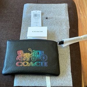 NWT Coach Black multi ombre leather horse!
